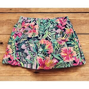 Lilly Pulitzer Madison Skort Skirt Slathouse Soirée Tropical Print Size XS Pink‎
